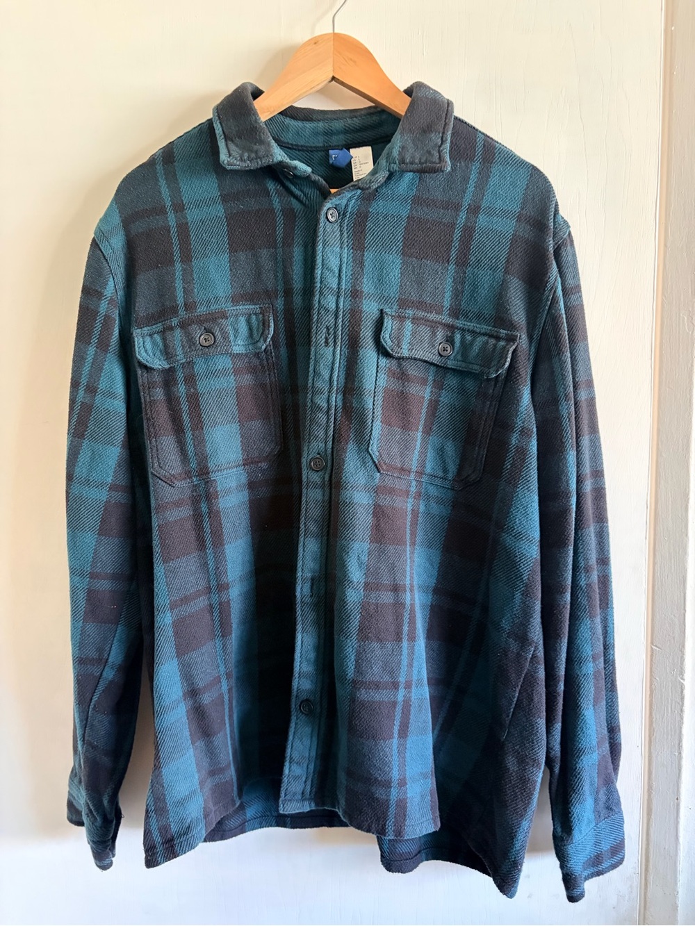 Divided Teal and Black Plaid Shirt Jacket